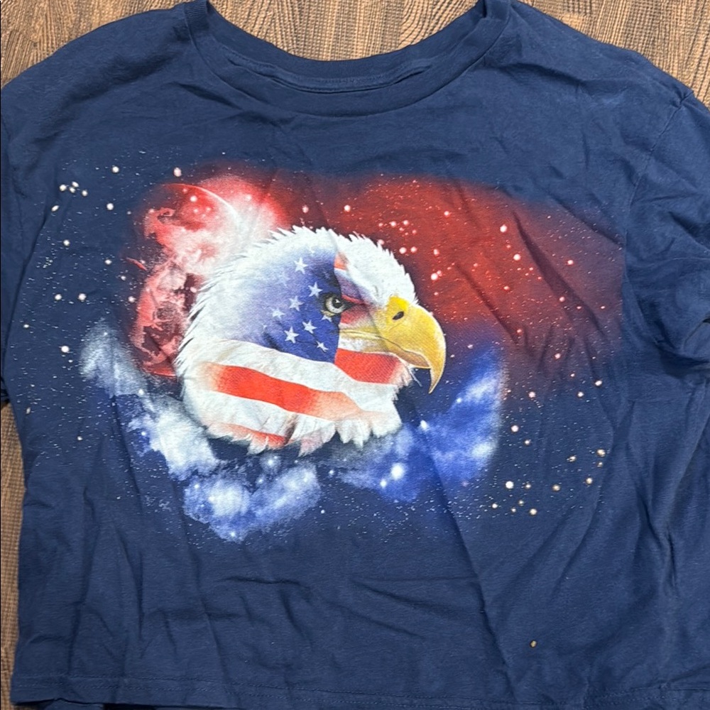4th of July Patriotic Eagle Blue and Red Crop Top